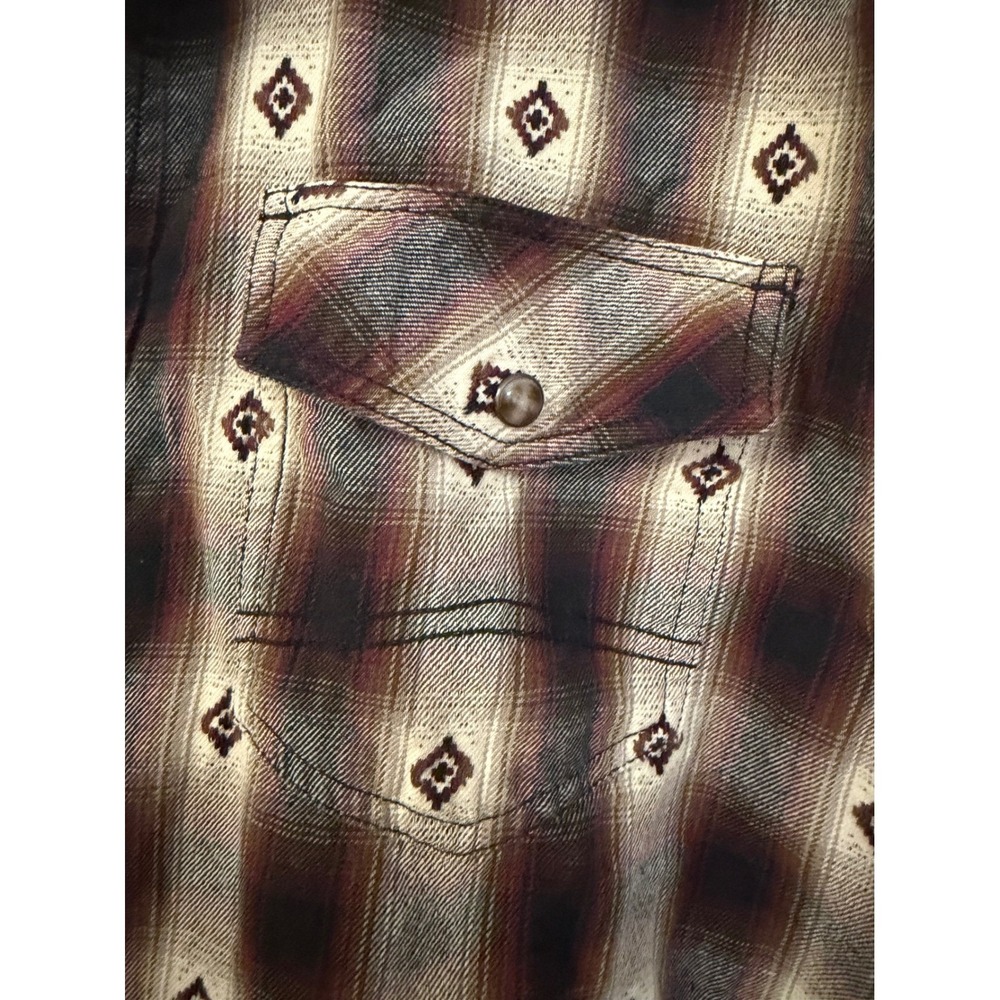Cody James Mens Large Western Plaid Diamond Embroidered Button Up Shirt - Picture 5 of 15